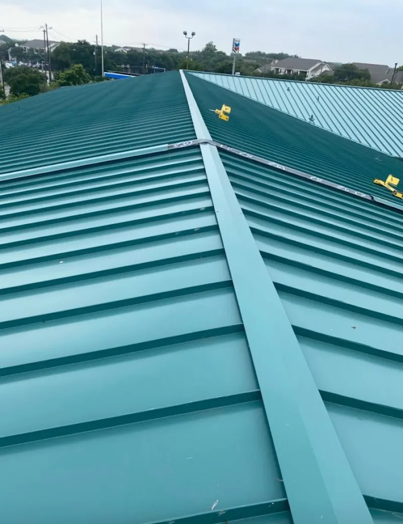 Green commercial metal roof ridge and valley for Metal Roof Repair in Phoenixville